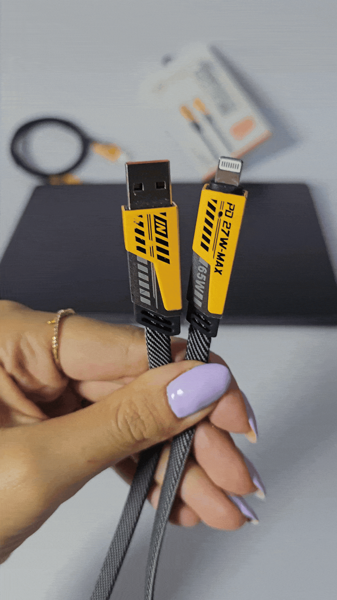 4 in 1 USB C Charging Cable 1m Type-C Connector Nylon Braided PD 65W 27W Fast Charging